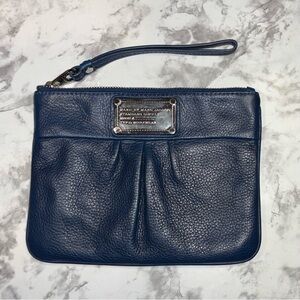 Marc by Marc Jacobs Wristlet Navy Blue 100% Cow Leather  8" X 6” Clutch